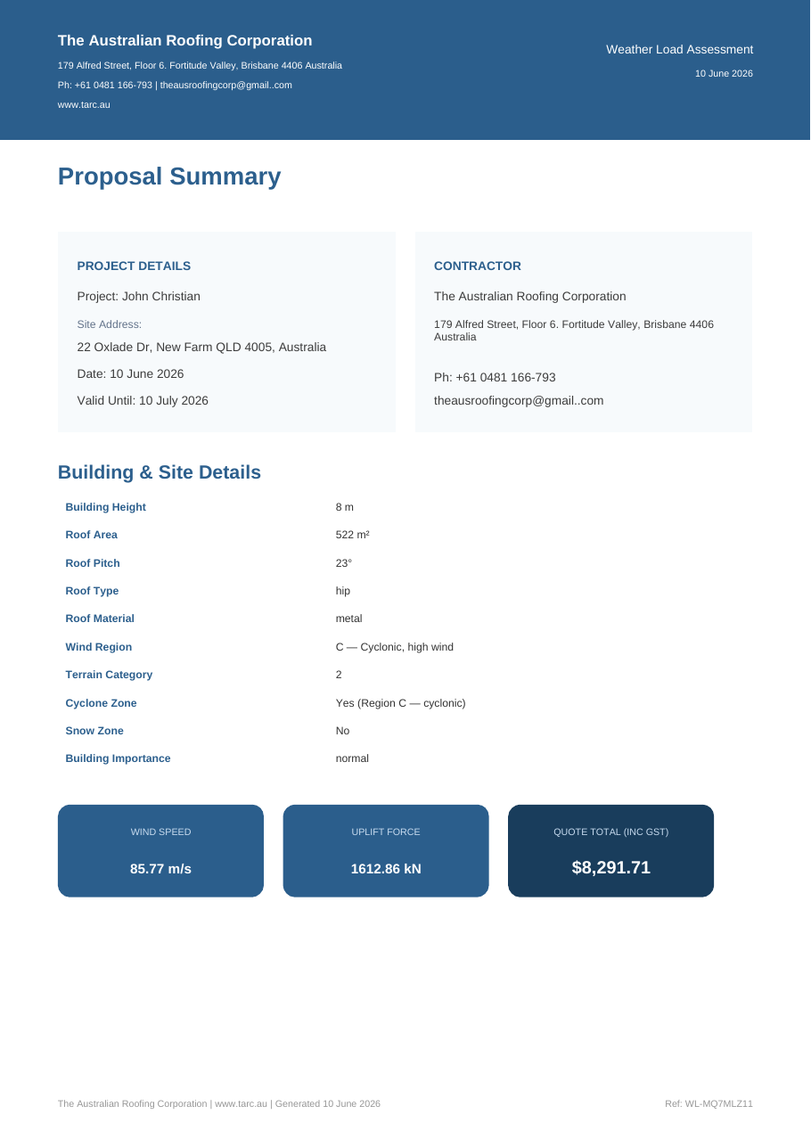 Weather Load Assessment — Brisbane Property cover