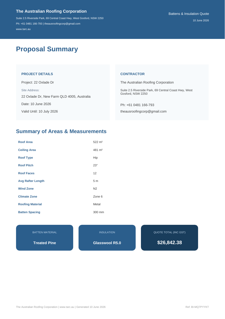 Battens & Insulation Quote — Brisbane Property cover